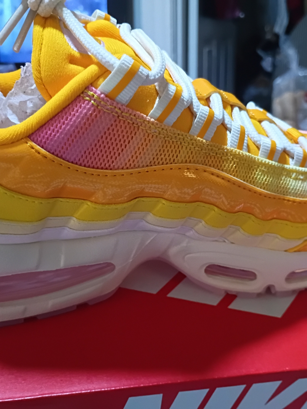 Nike Women Yellow and Pink Mesh Athletic Sneakers
